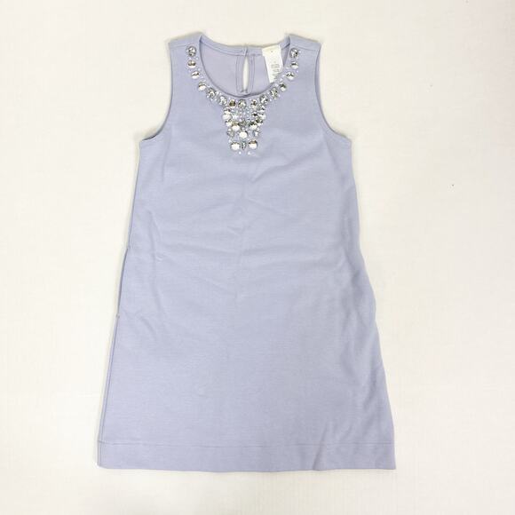 Crewcuts Jeweled Neck Dress Girls 7 Lavender Sleeveless Shift Light Purple - Picture 1 of 4